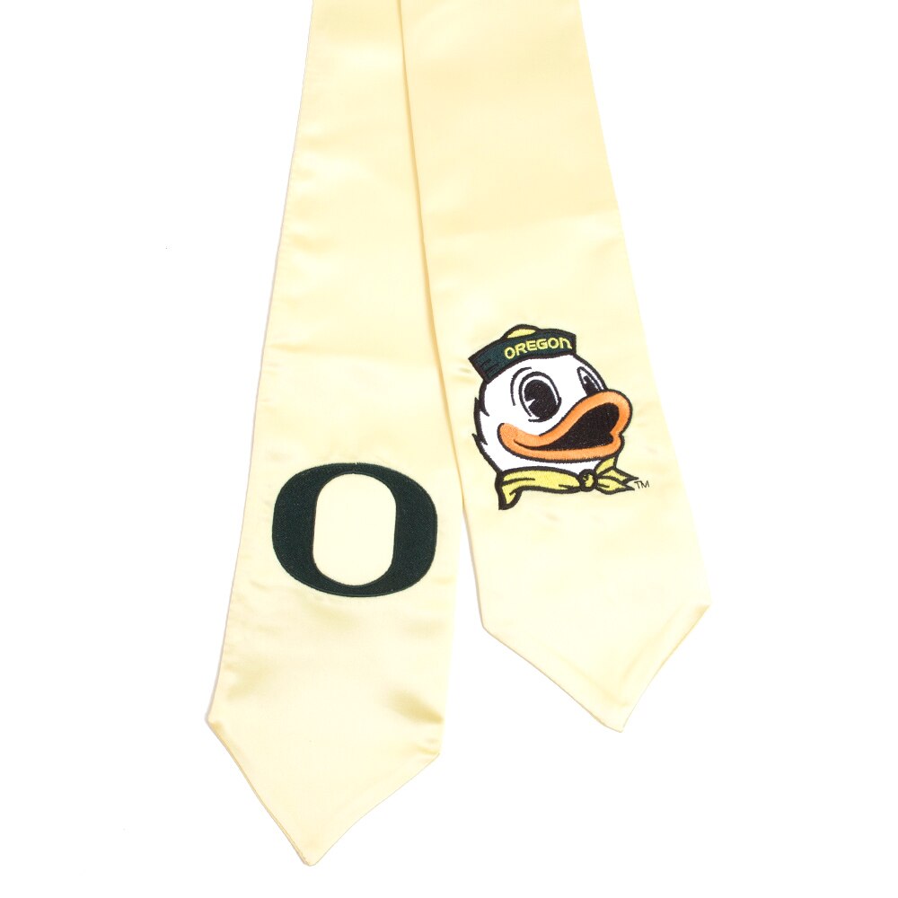 Classic Oregon O, Josten's, Yellow, Stole of Gratitude, Grad, Lemon, Duck Mascot, 137490